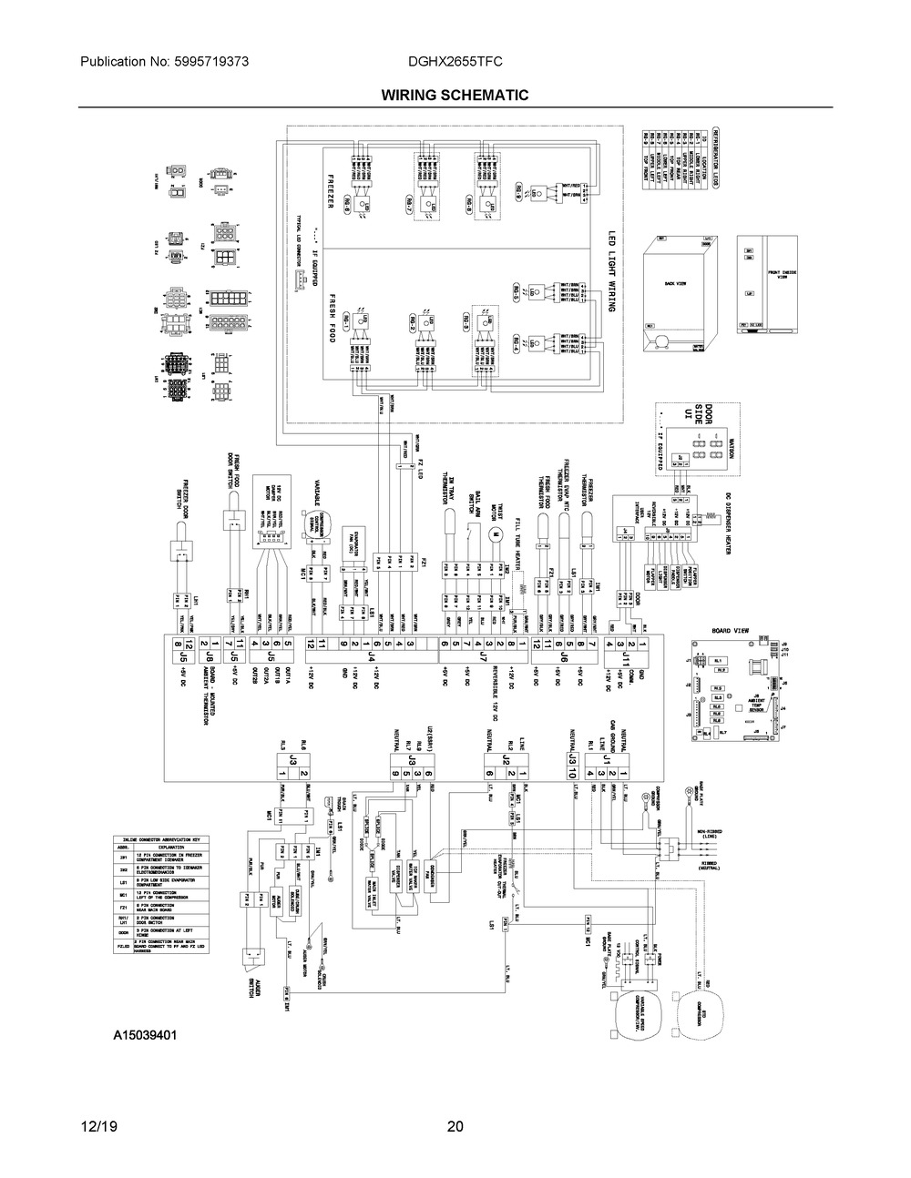 Wiring Schematic Diagram and Parts List for DGHX2655TFC  Frigidaire Refrigerator