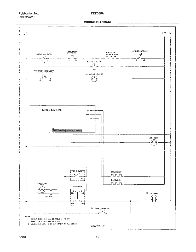 WIRING DIAGRAM Diagram and Parts List for FEF366ASB  Frigidaire Range