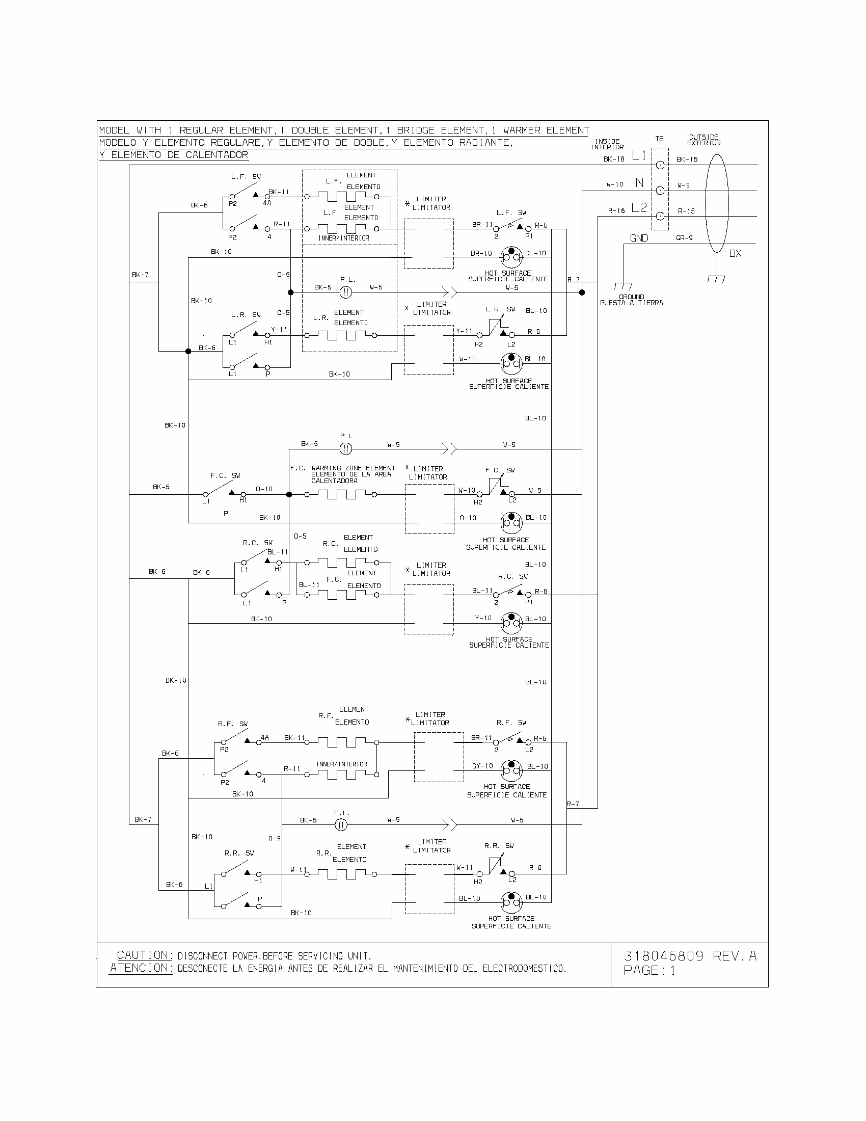 Wiring Diagram Diagram and Parts List for 79043043400  Kenmore Cooktop