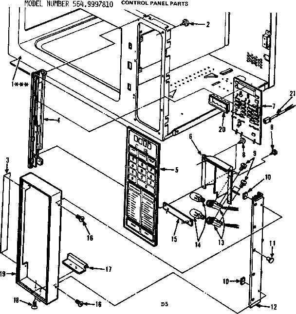 Control Panel Parts Diagram and Parts List for 5649997810  Kenmore Microwave