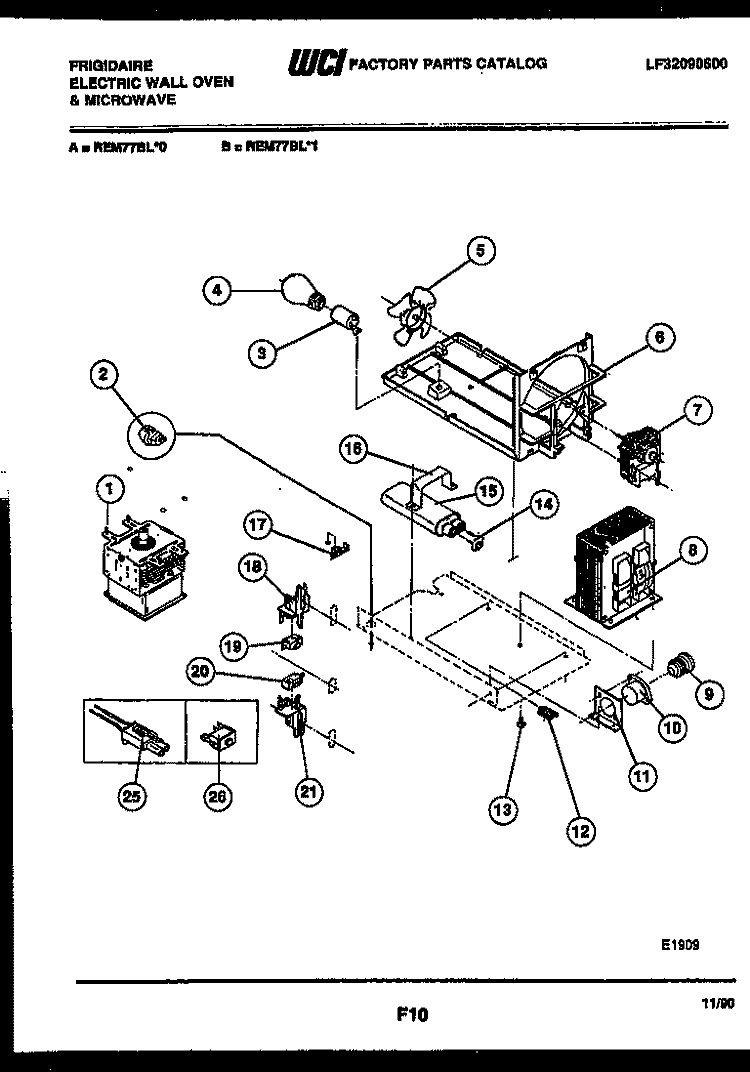POWER CONTROL Diagram and Parts List for REM77BLB0  Frigidaire Microwave Oven Combo