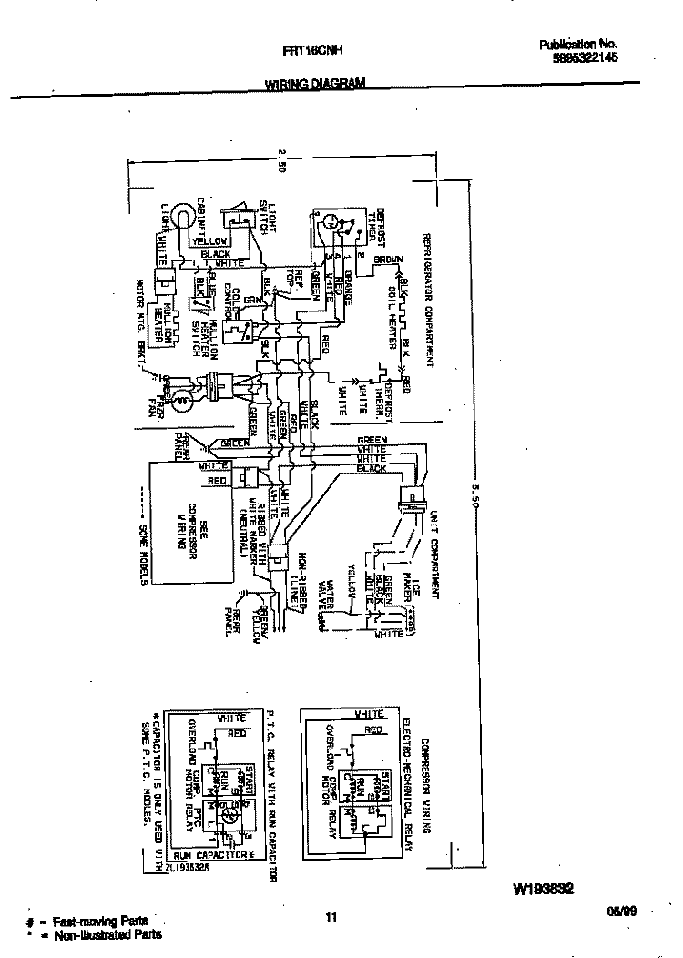 WIRING DIAGRAM Diagram and Parts List for FRT16CNHD0  Frigidaire Refrigerator