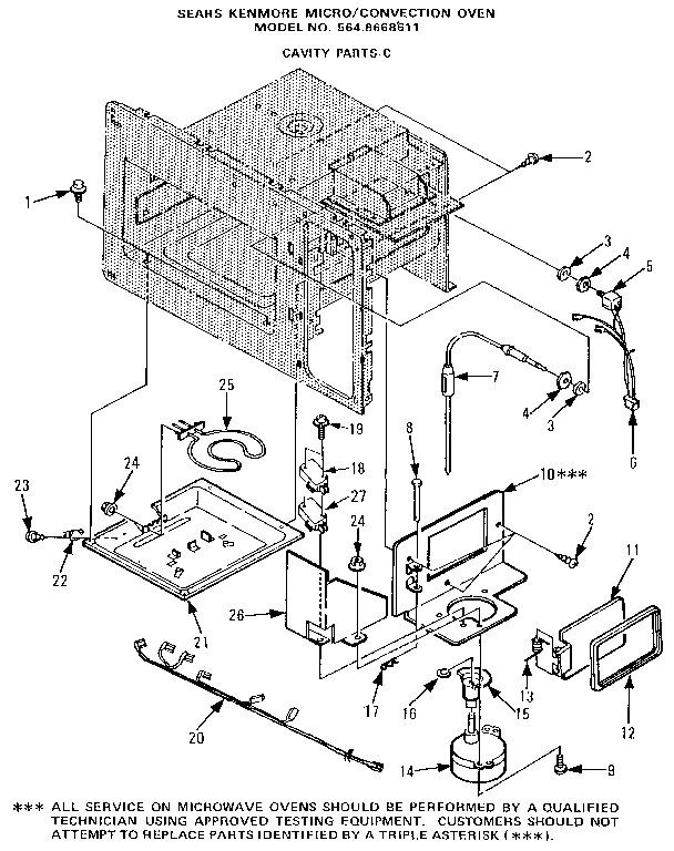 Cavity Parts-c Diagram and Parts List for 5648668611  Kenmore Microwave