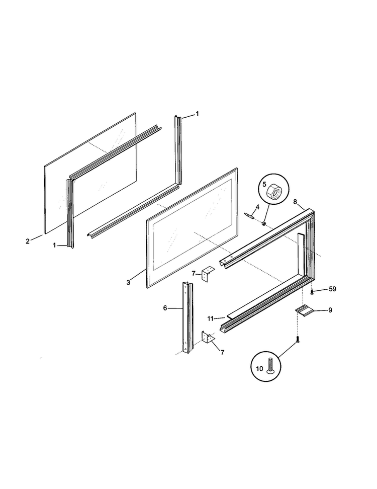 Upper Door Diagram and Parts List for TGO336BGD2  Tappan Range