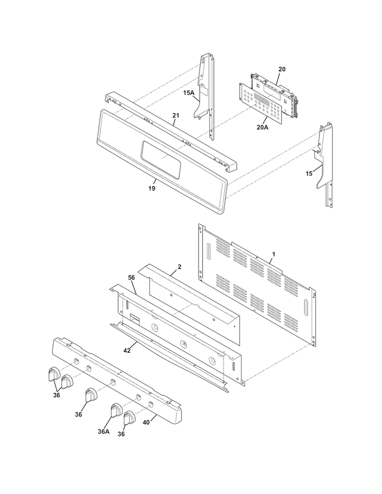 Backguard Diagram and Parts List for CGGF3054MFC  Frigidaire Range