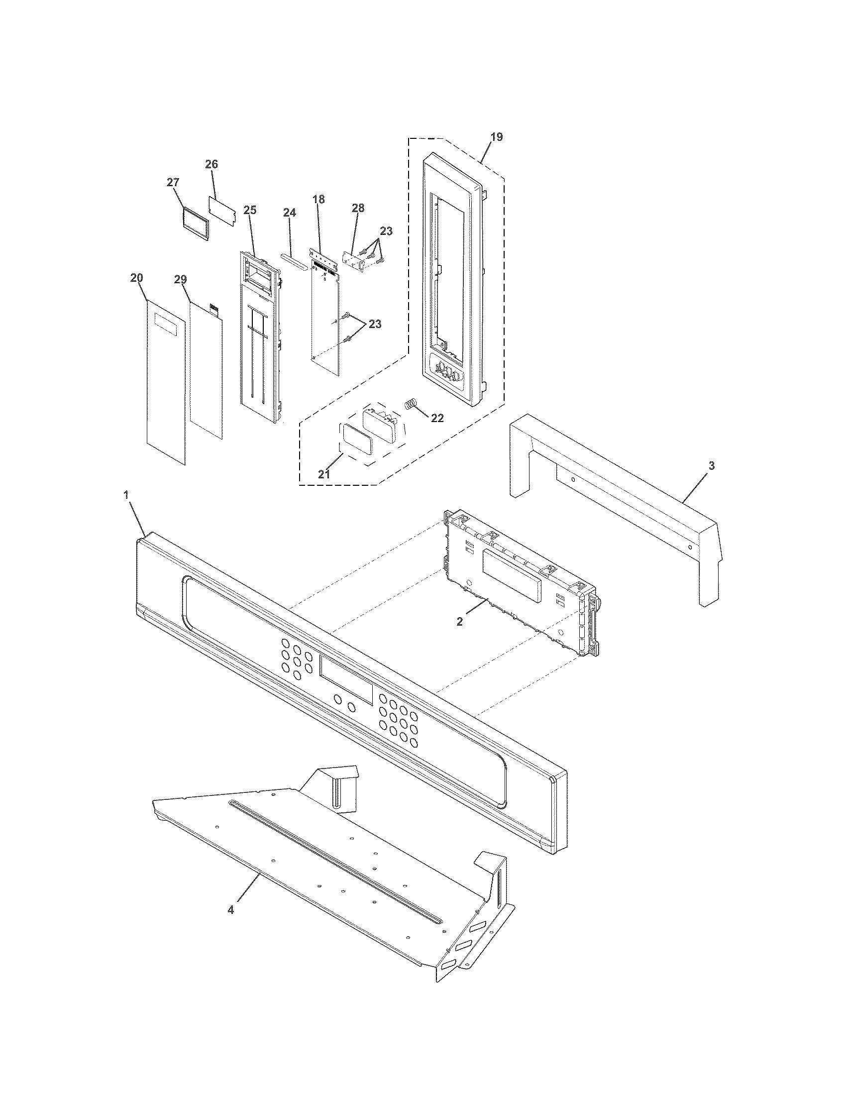 Control Panel Diagram and Parts List for 79049612311  Kenmore Microwave