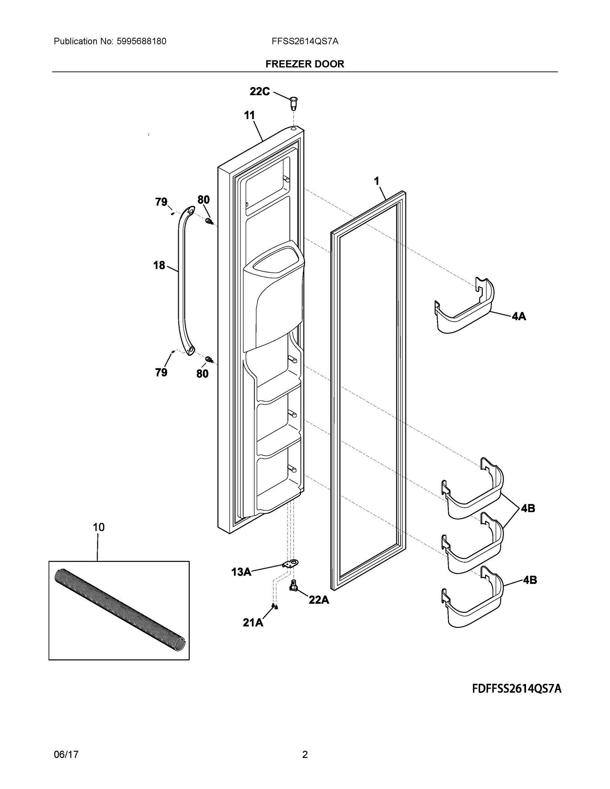 02 - FREEZER DOOR Diagram and Parts List for FFSS2614QS7A  Frigidaire Refrigerator