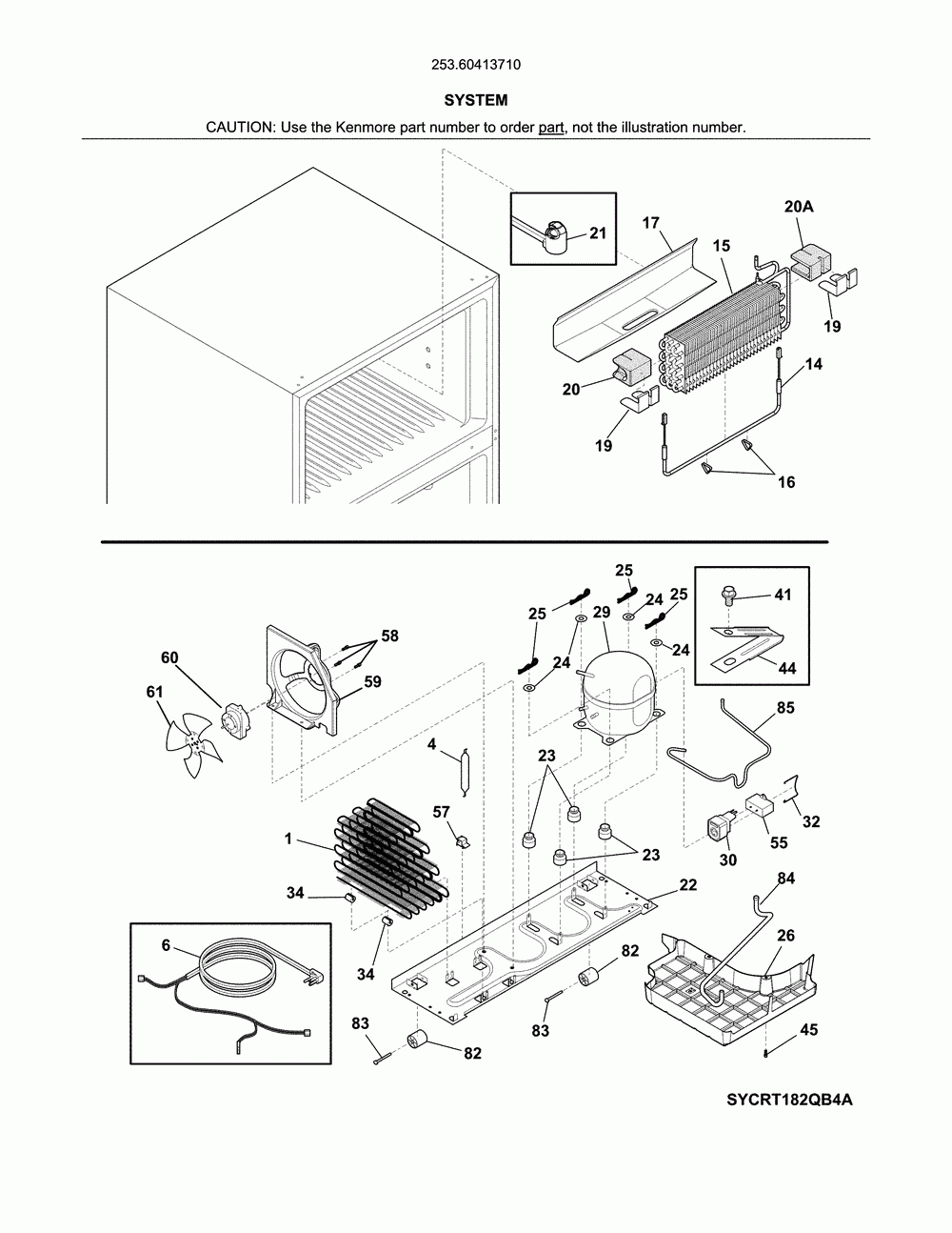 System Diagram and Parts List for 25360413710  Kenmore Refrigerator