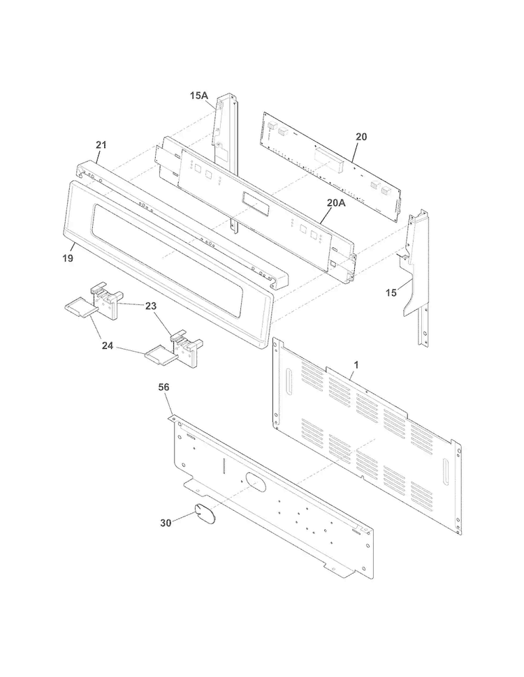 Backguard Diagram and Parts List for CPEF3081MFD  Frigidaire Range