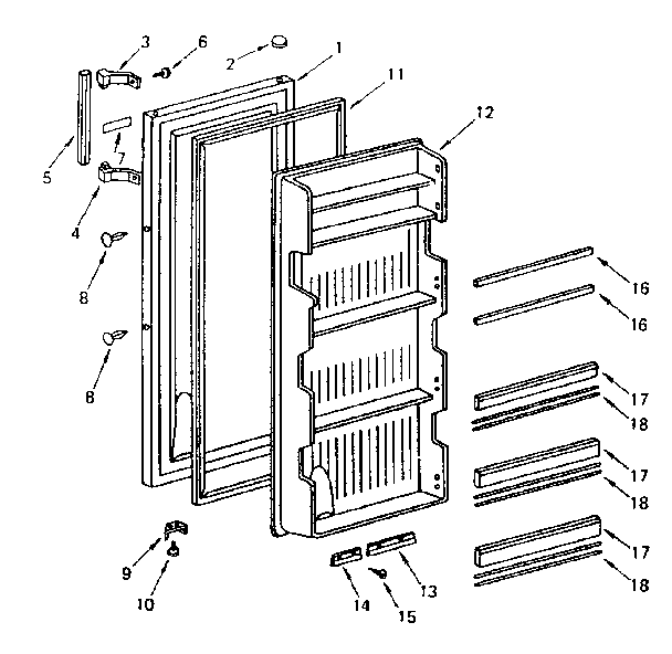 Door Parts Diagram and Parts List for 5648661190  Kenmore Refrigerator