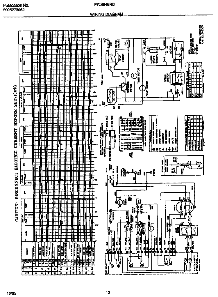 WIRING DIAGRAM Diagram and Parts List for FWS645RBT2  Frigidaire Washer