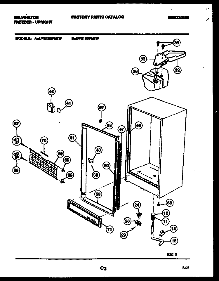 CABINET PARTS Diagram and Parts List for UFS160FM5W  Kelvinator Freezer