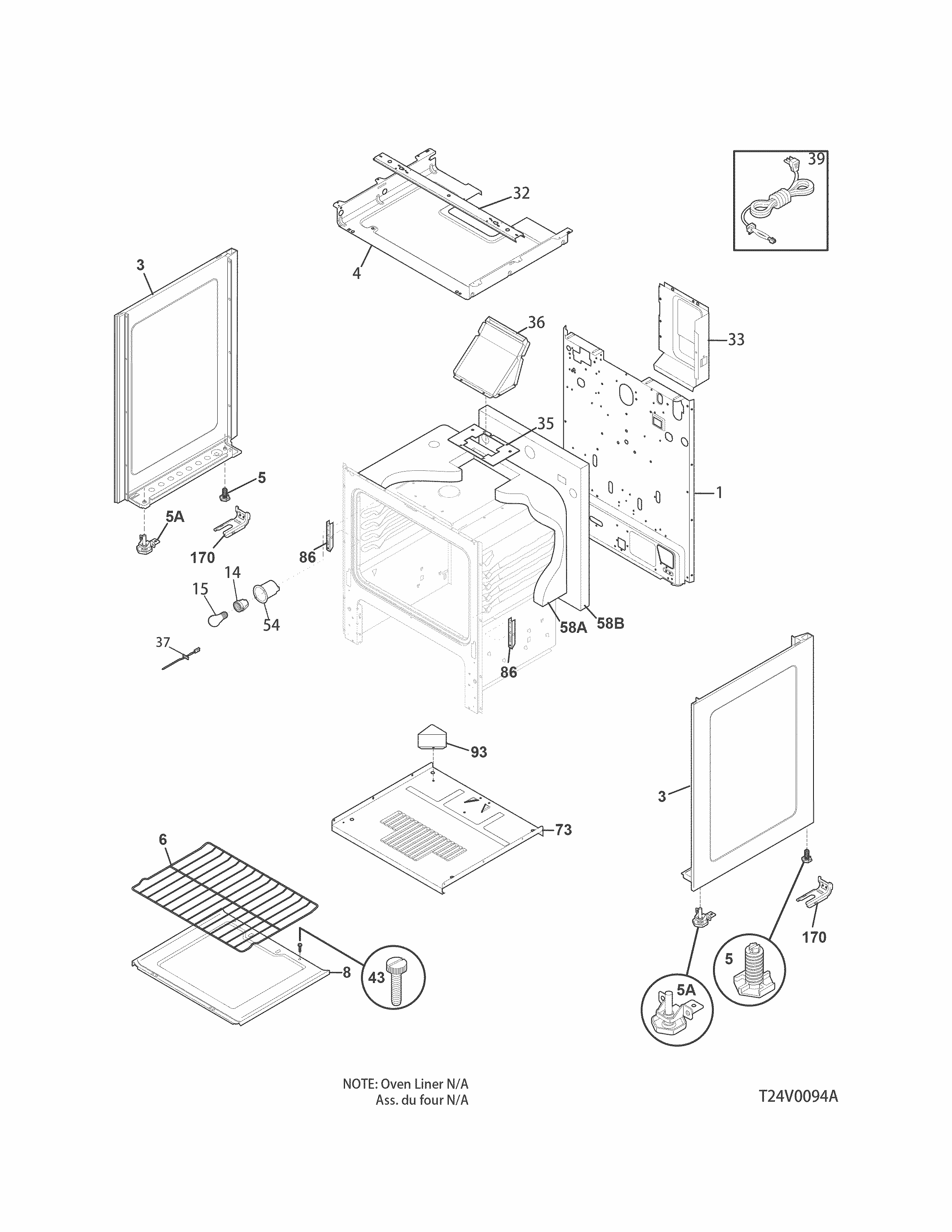 Body Diagram and Parts List for 79073033312  Kenmore Range