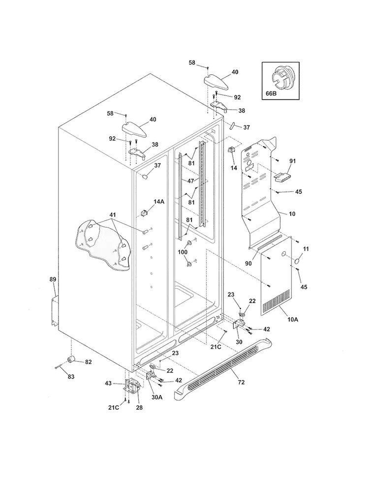 Cabinet Diagram and Parts List for FRS3HR5HM5  Frigidaire Refrigerator