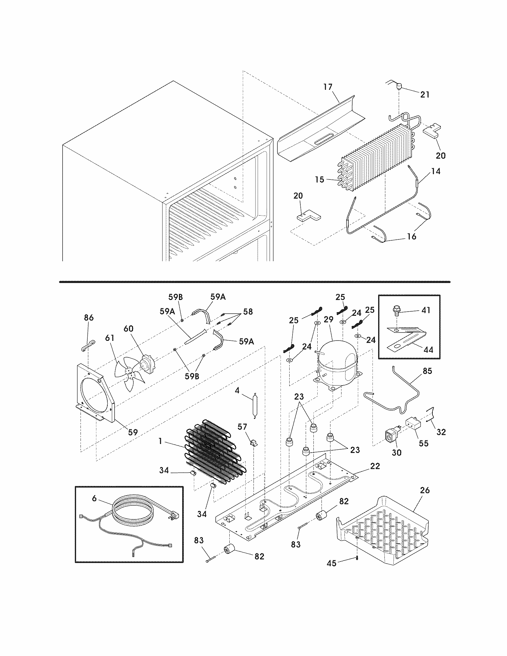 System Diagram and Parts List for FGUI1849PF0  Frigidaire Refrigerator