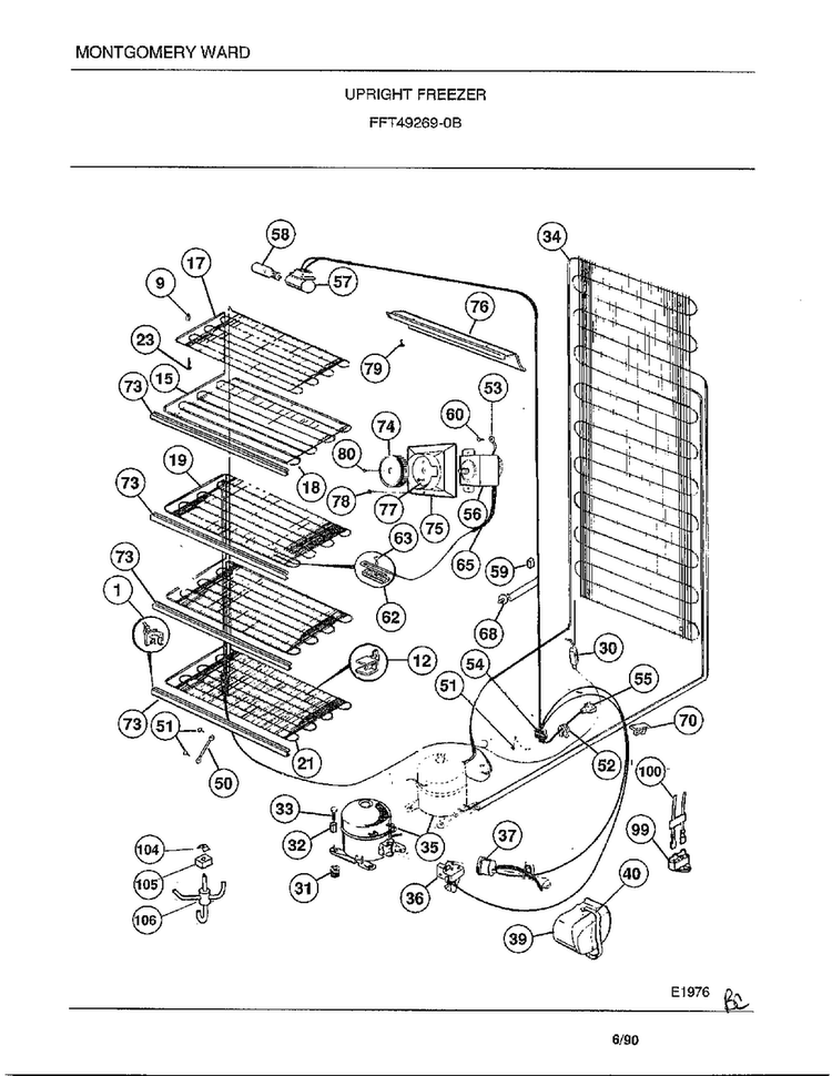 Upright Freezer Page 5 Diagram and Parts List for 49269B  Frigidaire Freezer