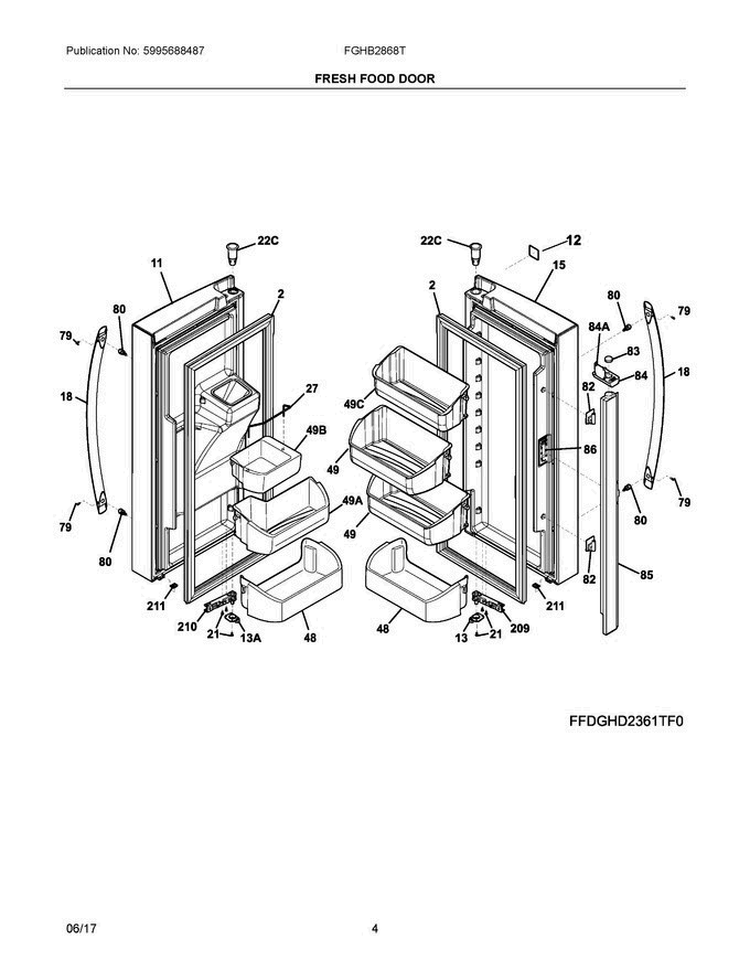 03 - Fresh Food Door Diagram and Parts List for FGHB2868TD0  Frigidaire Refrigerator