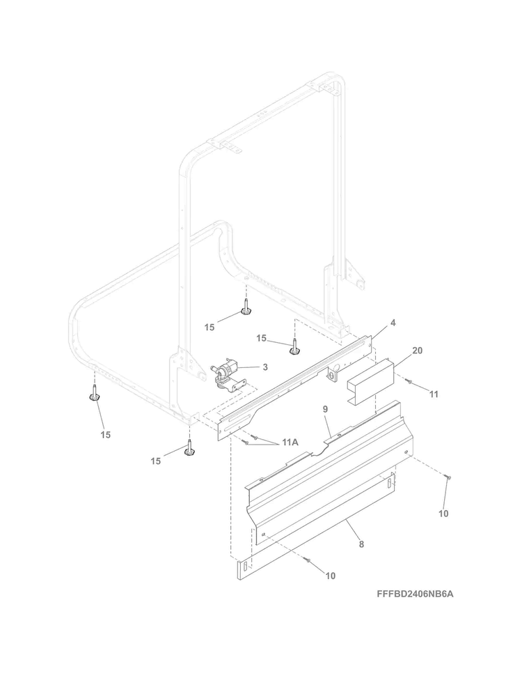 Frame Diagram and Parts List for FGBD2434PF6B  Frigidaire Dishwasher