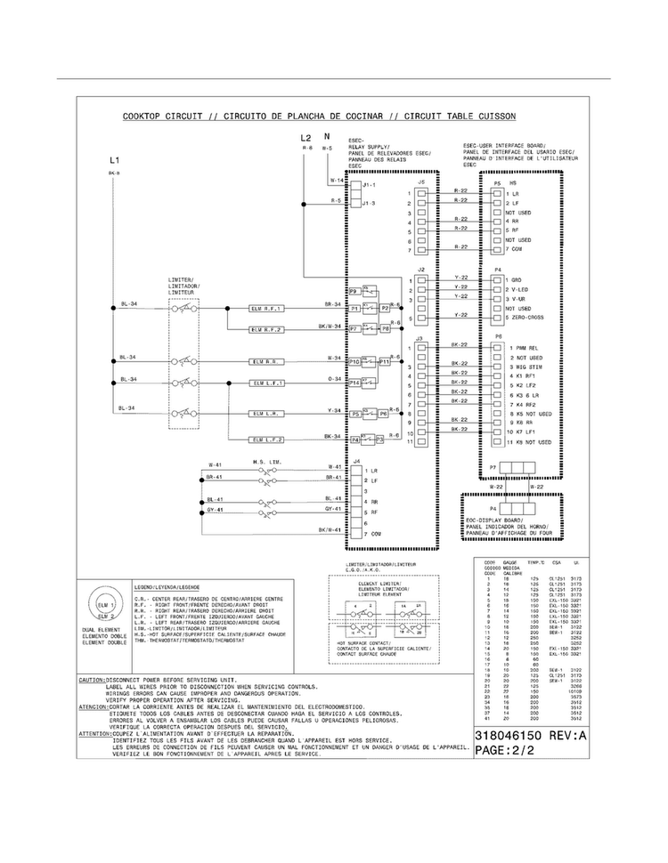 Wiring Diagram Diagram and Parts List for FGEF306TMBC  Frigidaire Range