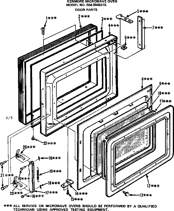 Door Parts Diagram and Parts List for 5649948210  Kenmore Microwave