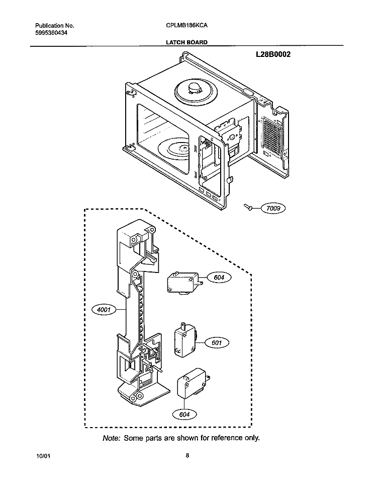 LATCH BOARD Diagram and Parts List for CPLMB186KCA  Frigidaire Microwave