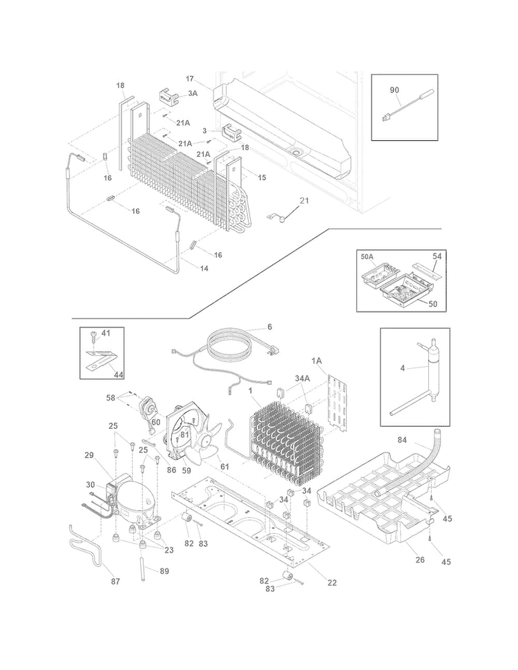 Cooling System Diagram and Parts List for EW23BC85KS3  Electrolux Refrigerator