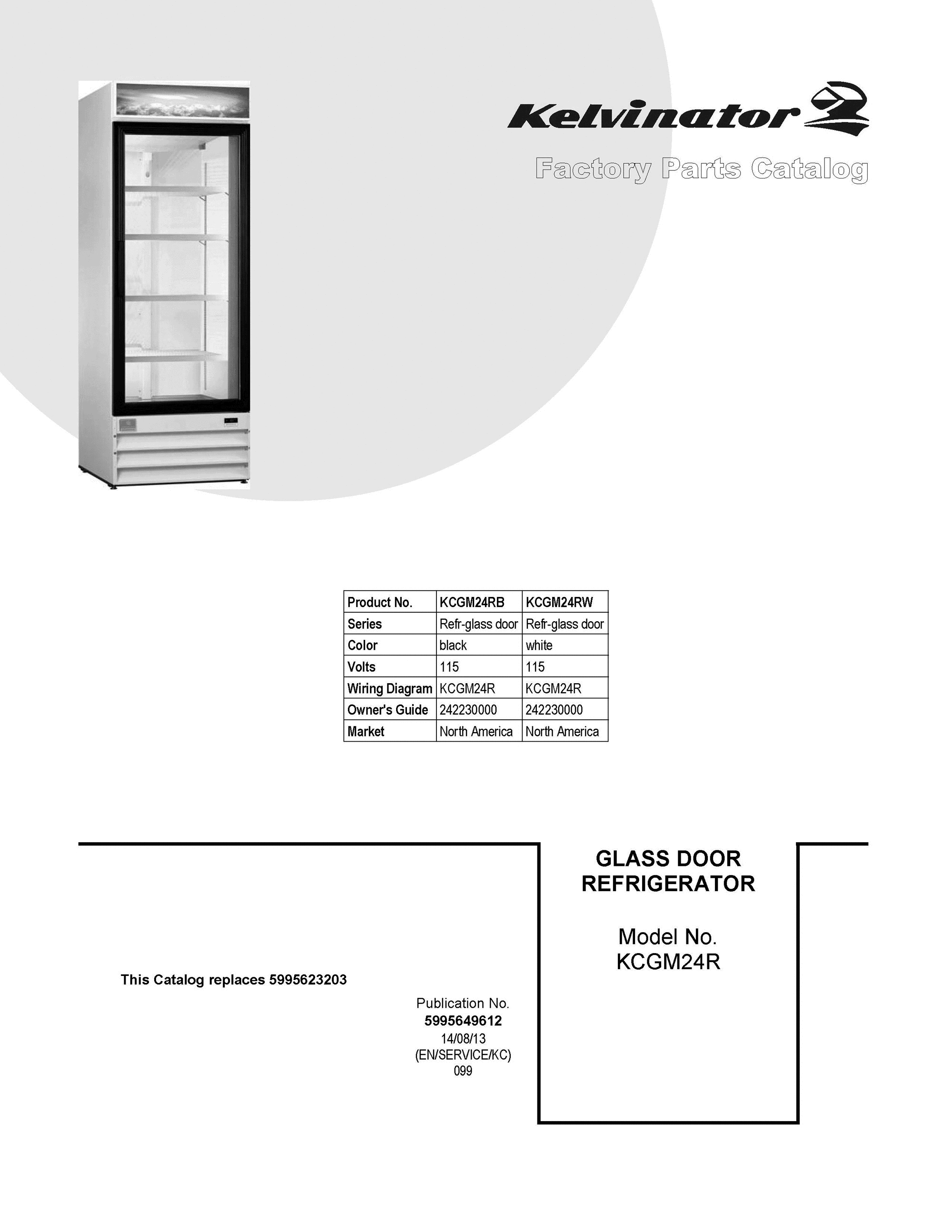 01 - COVER SHEET Diagram and Parts List for KCGM24RW  Frigidaire Refrigerator