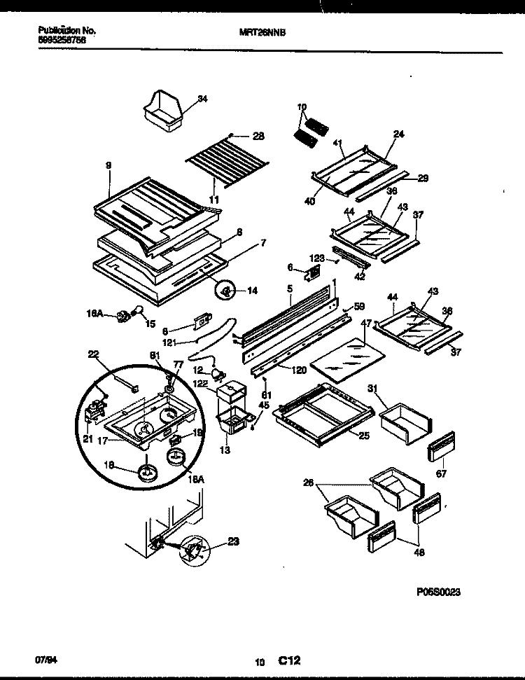 SHELVES AND SUPPORTS Diagram and Parts List for MRT26NNBY0  Uni Refrigerator