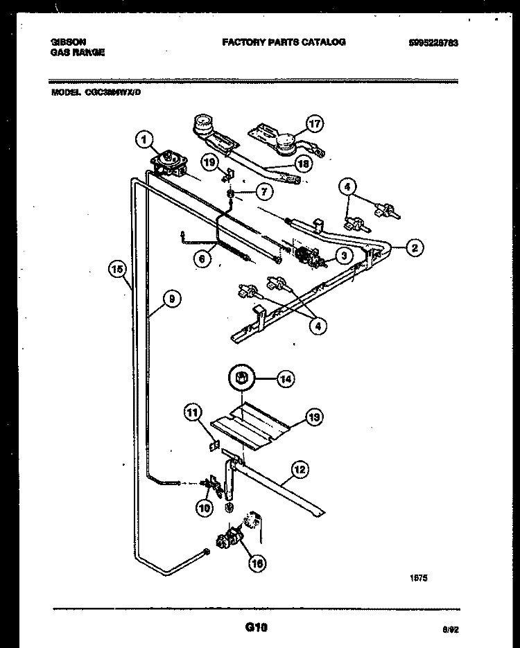 BURNER PARTS Diagram and Parts List for CGC3M4WXD  Gibson Range