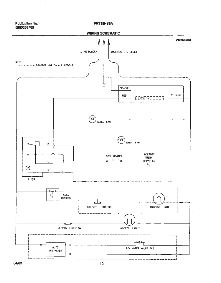 WIRING SCHEMATIC Diagram and Parts List for FRT18HS6AQ1  Frigidaire Refrigerator