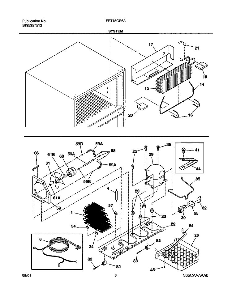 SYSTEM Diagram and Parts List for FRT18GS6AQ0  Frigidaire Refrigerator