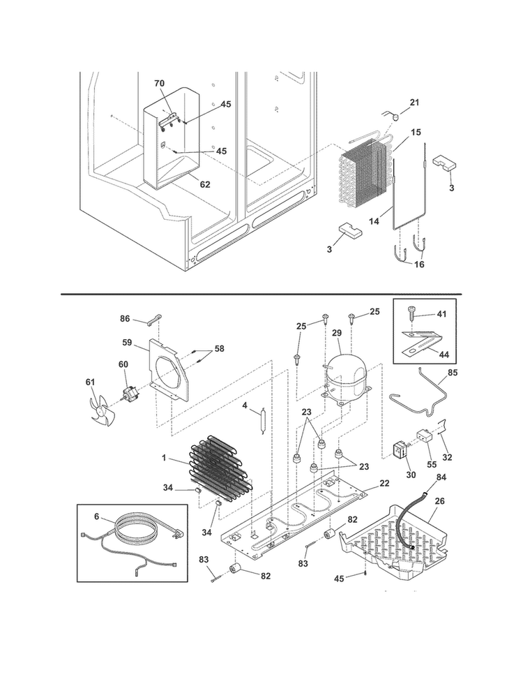 System Diagram and Parts List for FFHS2622MSR  Frigidaire Refrigerator