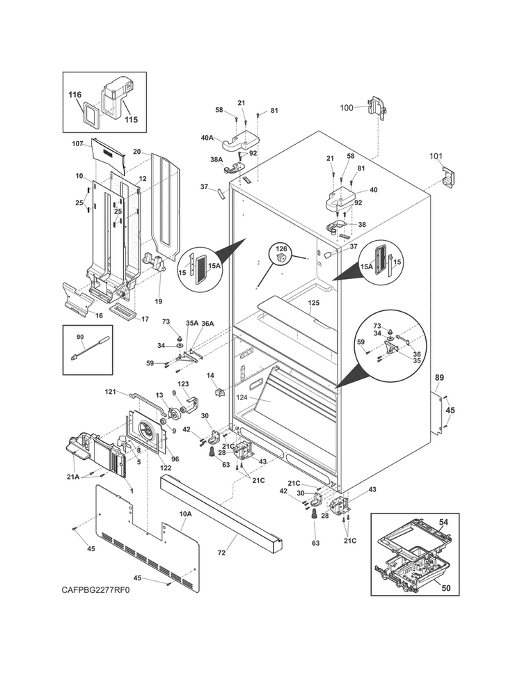 Cabinet Diagram and Parts List for FPBG2277RF0  Frigidaire Refrigerator