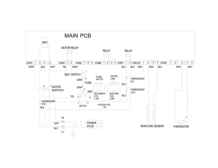 Wiring Diagram Diagram and Parts List for FFRG4120SW  Frigidaire Dryer