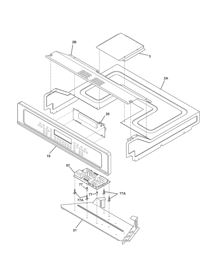 Control Panel Diagram and Parts List for FGET3065PFB  Frigidaire Wall Oven