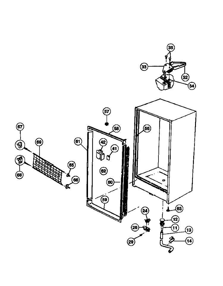 CABINET Diagram and Parts List for FFU17D9AW4  Frigidaire Freezer