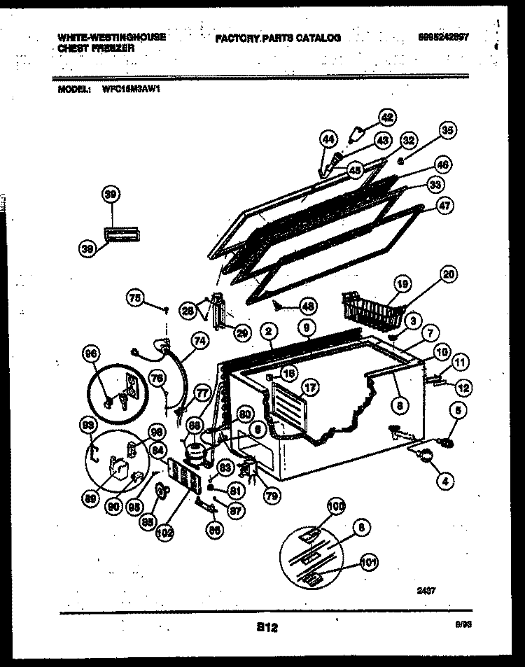 CHEST FREEZER PARTS Diagram and Parts List for WFC15M3AW1  Frigidaire Freezer