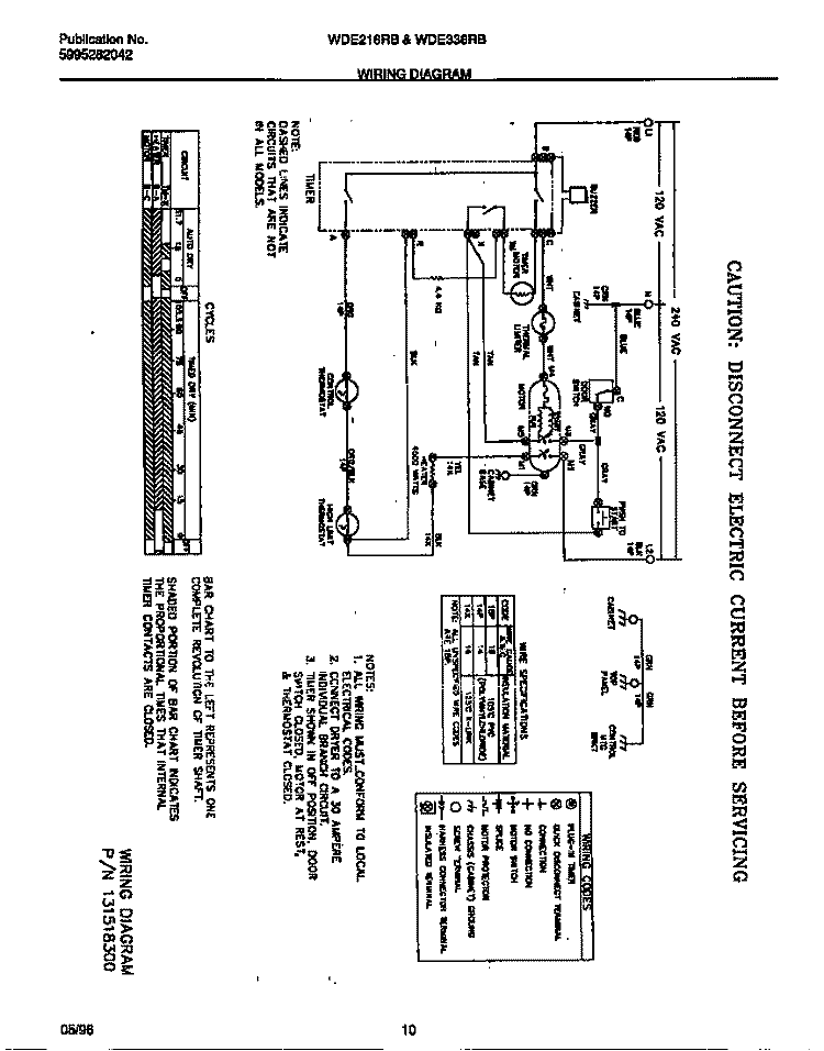 WIRING DIAGRAM Diagram and Parts List for WDE216RBD2  Frigidaire Dryer
