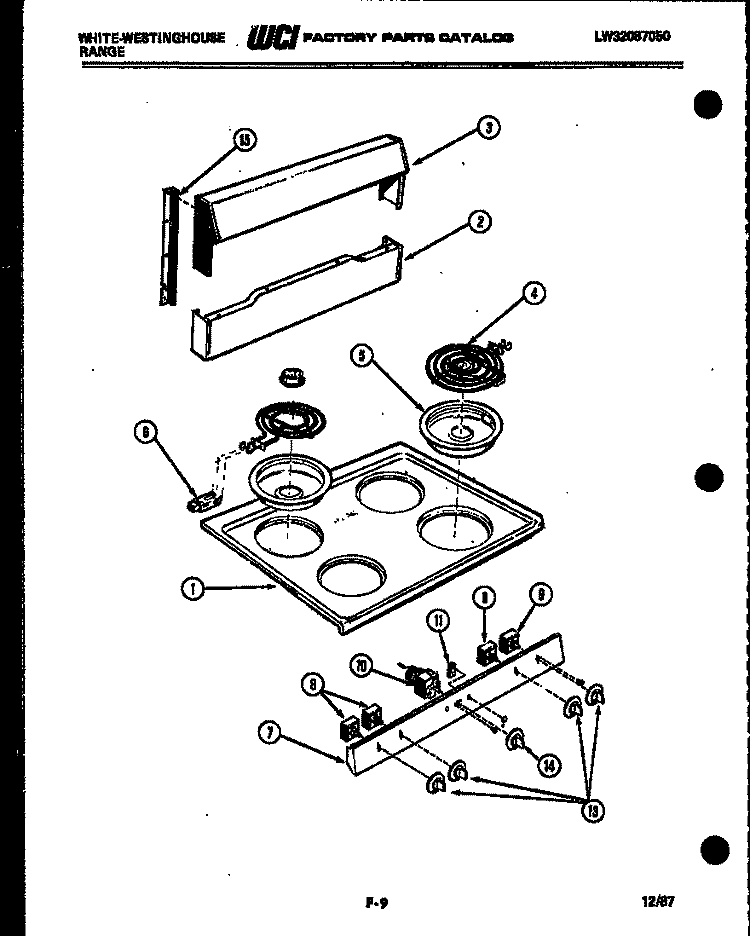COOKTOP PARTS Diagram and Parts List for KF201HDD2  Frigidaire Range
