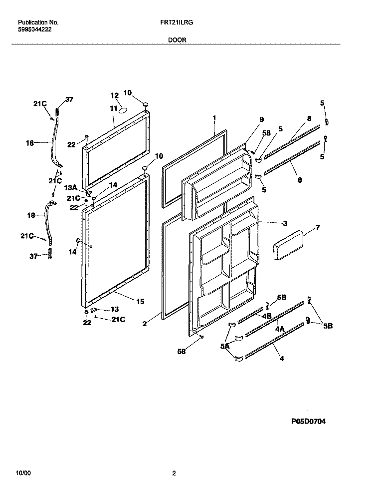 DOOR Diagram and Parts List for FRT21ILRGW4  Frigidaire Refrigerator
