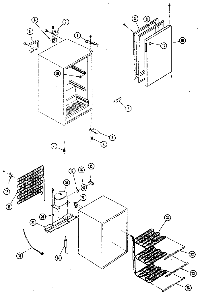 Compelte Unit Diagram and Parts List for 5649205010  Kenmore Freezer