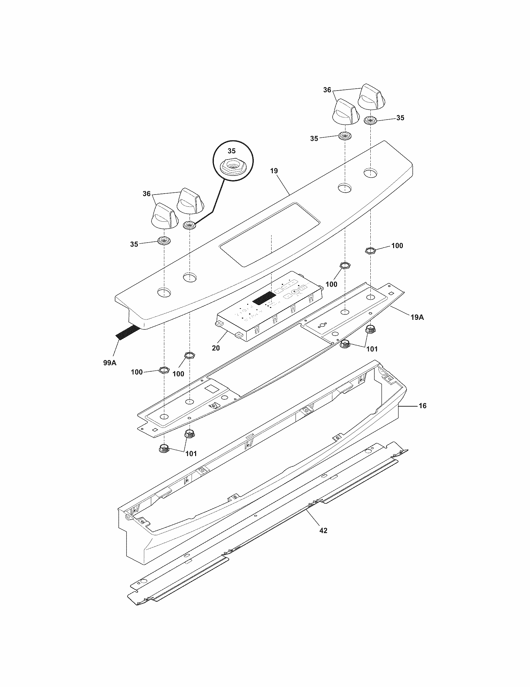 Backguard Diagram and Parts List for 79036939903  Kenmore Range