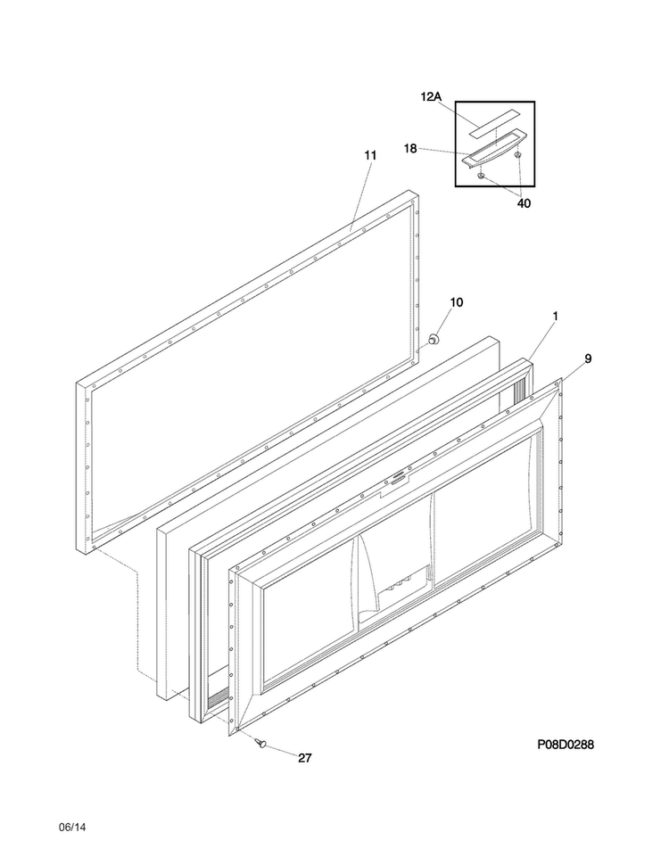 Door Diagram and Parts List for FFC0723DW21  Frigidaire Freezer