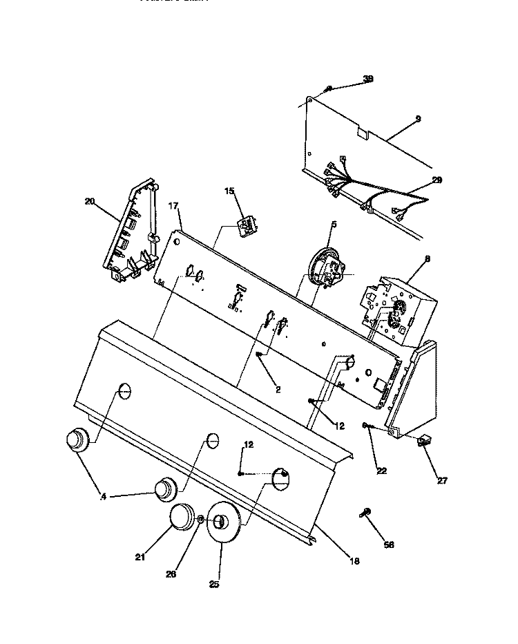 CONTROL PANEL Diagram and Parts List for MWX233RBD2  Frigidaire Washer