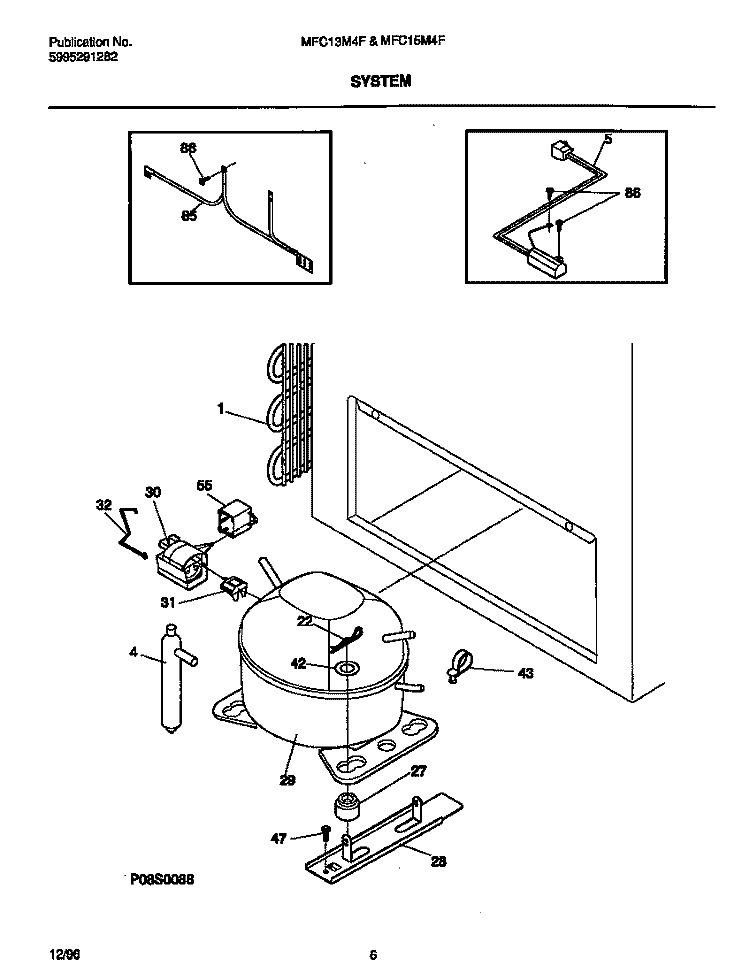 SYSTEM Diagram and Parts List for MFC13M4FW0  Frigidaire Freezer