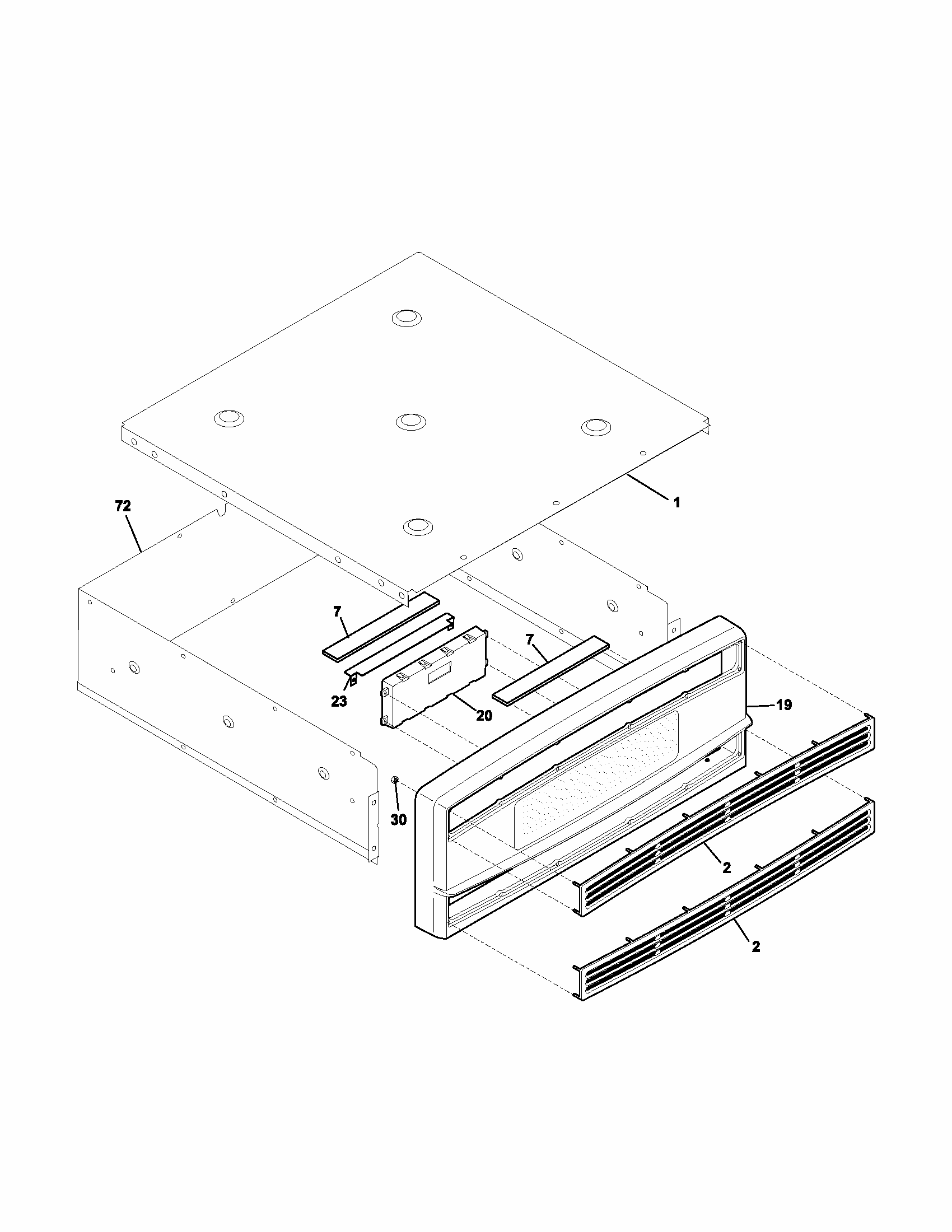 Control Panel Diagram and Parts List for 79030474400  Kenmore Wall Oven