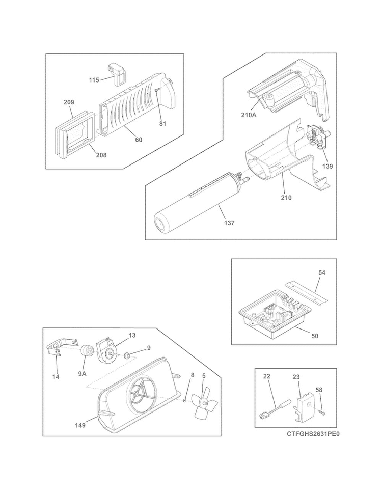 Controls Diagram and Parts List for FGHS2631PE1  Frigidaire Refrigerator