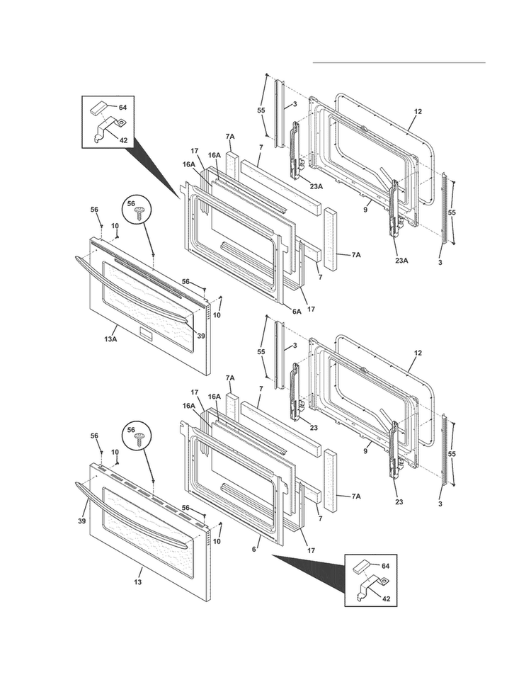 Doors Diagram and Parts List for FGEF306TMFB  Frigidaire Range