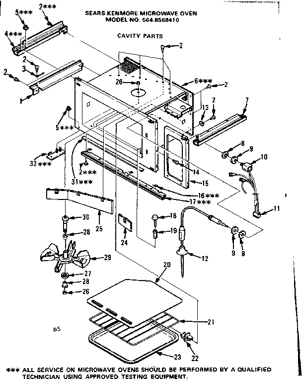 Cavity Parts Diagram and Parts List for 5648568410  Kenmore Microwave
