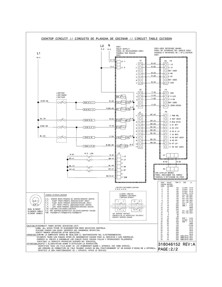 Wiring Diagram Diagram and Parts List for CGEF306TMFC  Frigidaire Range